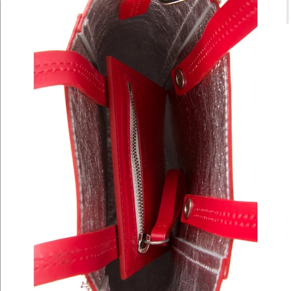 IRO Red Leather Mini Tote Bag with Chain Strap - Picture 7 of 8